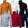 thumbnail image 4 of Suéter de cuello alto ajustado de color sólido para hombre, suéter de gran tamaño, camisa básica de cuello alto informal de moda, 4 of 5
