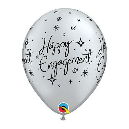 Qualatex 85920 11 in. Happy Engagement Sparkles Latex Balloons, 6 Count