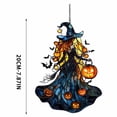 thumbnail image 3 of Liamobondopolis Stained Glass Style Witch Acrylic Hanging Ornament with Pumpkin Bat Pattern for Halloween Window Door Wall Decor 7.87 In, 3 of 8