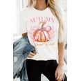 thumbnail image 2 of Women's White Autumn Girly Thanksgiving Bowknot Pumpkin Graphic T-Shirt | [ZhiHiMeRi] | (US 20-22)2XL, 2 of 7