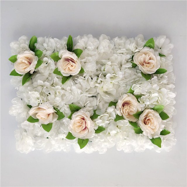 Fondo de Panel de pared de flores artificiales, decoración de boda, Fondo de cumpleaños, despedida de soltera, pared de flores blancas