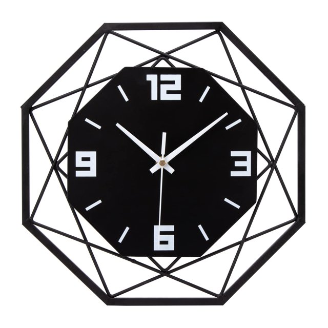 Reloj de pared sin ruidos de tictac Reloj de pared de hierro forjado MDF Reloj moderno de cuarzo a pilas Silencioso para sala de estar Dormitorio 30 x 30 cm 12 pulgadas