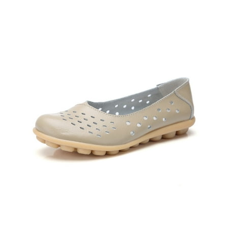 

Harsuny Ladies Driving Lightweight Casual Shoe Comfort Flat Leather Loafer Work Breathable Round Toe Moccasins