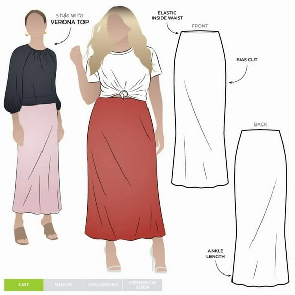 Style Arc Sewing Pattern Genoa Bias Cut Skirt Women