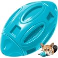 thumbnail image 1 of Pelota de rugby para perros, juguete chirriante Pelota masticable para perros agresivos Goma masticable con sonido chirriante, casi indestructible, para perros medianos y grandes (naranja) JFHHH pequeña, 1 of 5