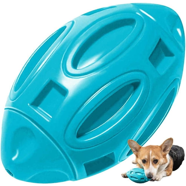 Pelota de rugby para perros, juguete chirriante Pelota masticable para perros agresivos Goma masticable con sonido chirriante, casi indestructible, para perros medianos y grandes (naranja) JFHHH pequeña
