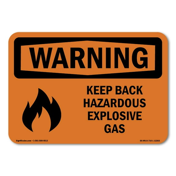 OSHA WARNING Sign - Keep Back Hazardous Explosive Gas With Symbol | Plastic Sign | Protect Your Business, Work Site, Warehouse | Made in the USA