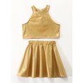 thumbnail image 3 of Miutii Kids Shiny Jazz Disco Outfits Cheer Outfit Hip Hop Dance Dress Sets for Competitions Cha-cha Gold 2-6, 3 of 6