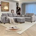 thumbnail image 3 of Soscana Convertible Sectional Sofa with Storage Ottoman and Loveseat, 3 Seater L Shaped Couch with Reversible Chaise and Storage Pockets for Living Room Apartment Studio Office,Light Gray, 3 of 8