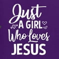 thumbnail image 5 of Wild Bobby Just A Girl Who Loves Jesus Inspirational/Christian Unisex Crewneck Graphic Sweatshirt, Purple, X-Large, 5 of 5