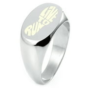 Sterling Silver Live to Run Engraved Oval Flat Top Polished Ring