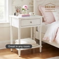 thumbnail image 3 of Decor Therapy Preston Traditional Single Drawer Side Table, Classic Bedside End Table with Lower Shelf, White, 3 of 10