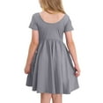 thumbnail image 4 of TQWQT Girls Dresses Summer Cute Gray Dress Size 10-12 A Line Sundress Short Sleeve Kids Crewneck Skater Dress Basic Tween Girls T-Shirt Dress with Pockets Gray 90, 4 of 8
