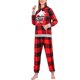 thumbnail image 1 of Conjunto de pijama navideño a cuadros rojos para mujer con capucha y pantalones holgados con cintura elástica para noches acogedoras, 1 of 8