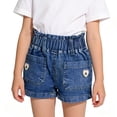 thumbnail image 2 of LRen Girls Jean Shorts with Bow Embroidery High Elastic Waisted Denim Shorts Cute Y2k Summer Jorts for Toddler Girls 1-8Y, 2 of 4