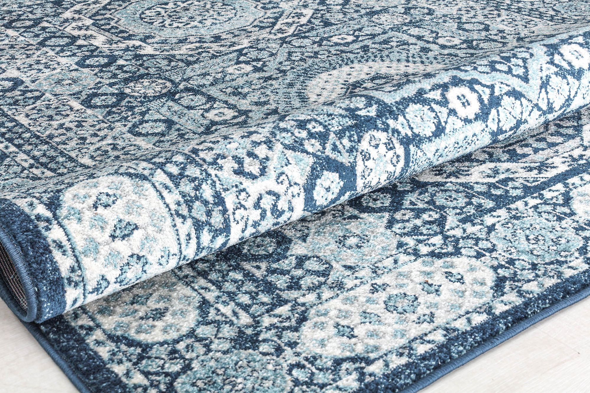 Harper HY60B Riviera Azure Abstract Vintage Blue Area Rug, 2'6" x 8'