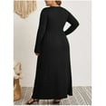 thumbnail image 6 of Mengpipi Women's Plus Size Casual Long Sleeve Dress Crewneck Loose Maxi Dress with Pockets 2X-5X, 6 of 9
