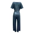 thumbnail image 7 of Baqcunre One Piece Jumpsuits For Women Women'S Stylish Dress Pant Set Banquet Evening Dress Pant Jumpsuit Off Shoulder Ful Bright Jumpsuit Womens Sweatpants Womens Pants Blue L, 7 of 7