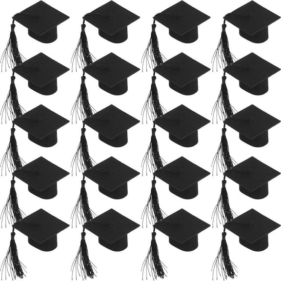 RENACLIPY Black Mini Grad Caps Non-woven DIY Decoration 20pcs Graduation Party Props 2.2×2.2×1.3in