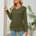 thumbnail image 5 of gakvbuo Fall Women Casual Solid Long Sleeve Ruffles Hoodie V-Neck T-Shirt Blouse, 5 of 7