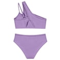 thumbnail image 6 of OSOLU Girls Swimsuit Two Piece One Shoulder Bikini Bathing Suit Set Color Block Padded Swimwear For Kids Teens 7-16Y Soft Beachwear, 6 of 6