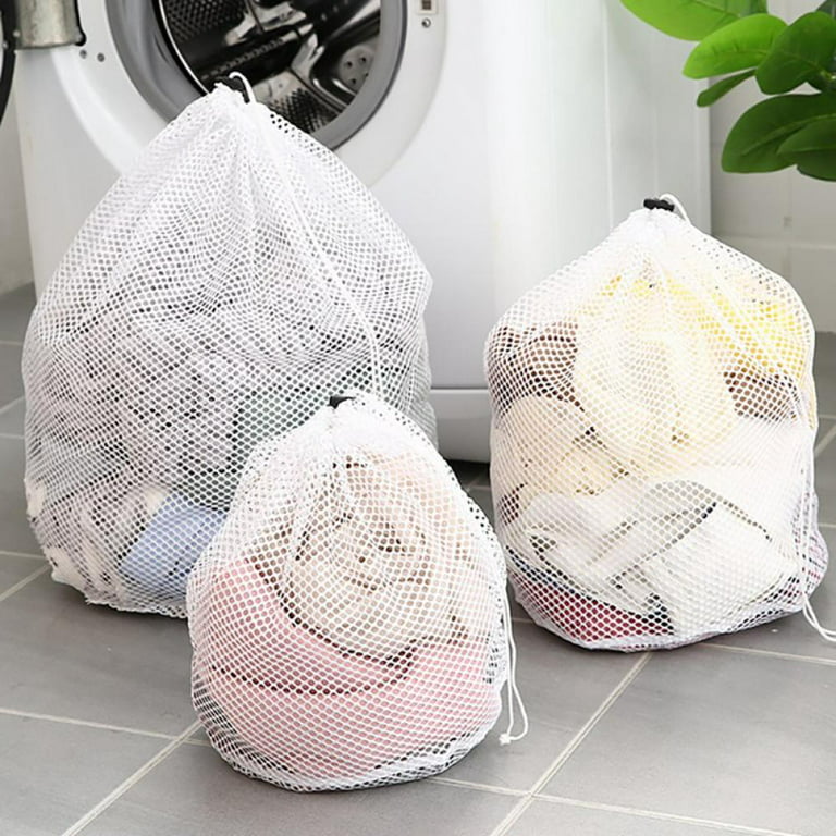 Kernelly Heavy Duty Diamond Shape Mesh Laundry Bag - Sturdy Large Wash Bags. Durable Drawstring Bag with White Mesh, Ideal Machine Washable Laundry Bag for