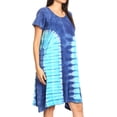 thumbnail image 3 of Sakkas Sirena Women's Short Sleeve Loose Plain Midi Casual Scoop Neck Flared Dress - Blue / Turquoise - One Size, 3 of 5