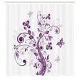 thumbnail image 3 of Ambesonne Mauve Shower Curtain, Flowers Leaf Butterlies, 69"Wx84"L, Purple White, 3 of 5