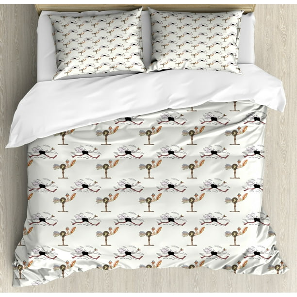 Ostrich Duvet Cover Set Colorful Cartoon Style Interpretation Of