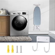 Ironing Board Hanger, Ironing Board Hook, Wall Mounted Holder, Small Ironing Board (Matte White)