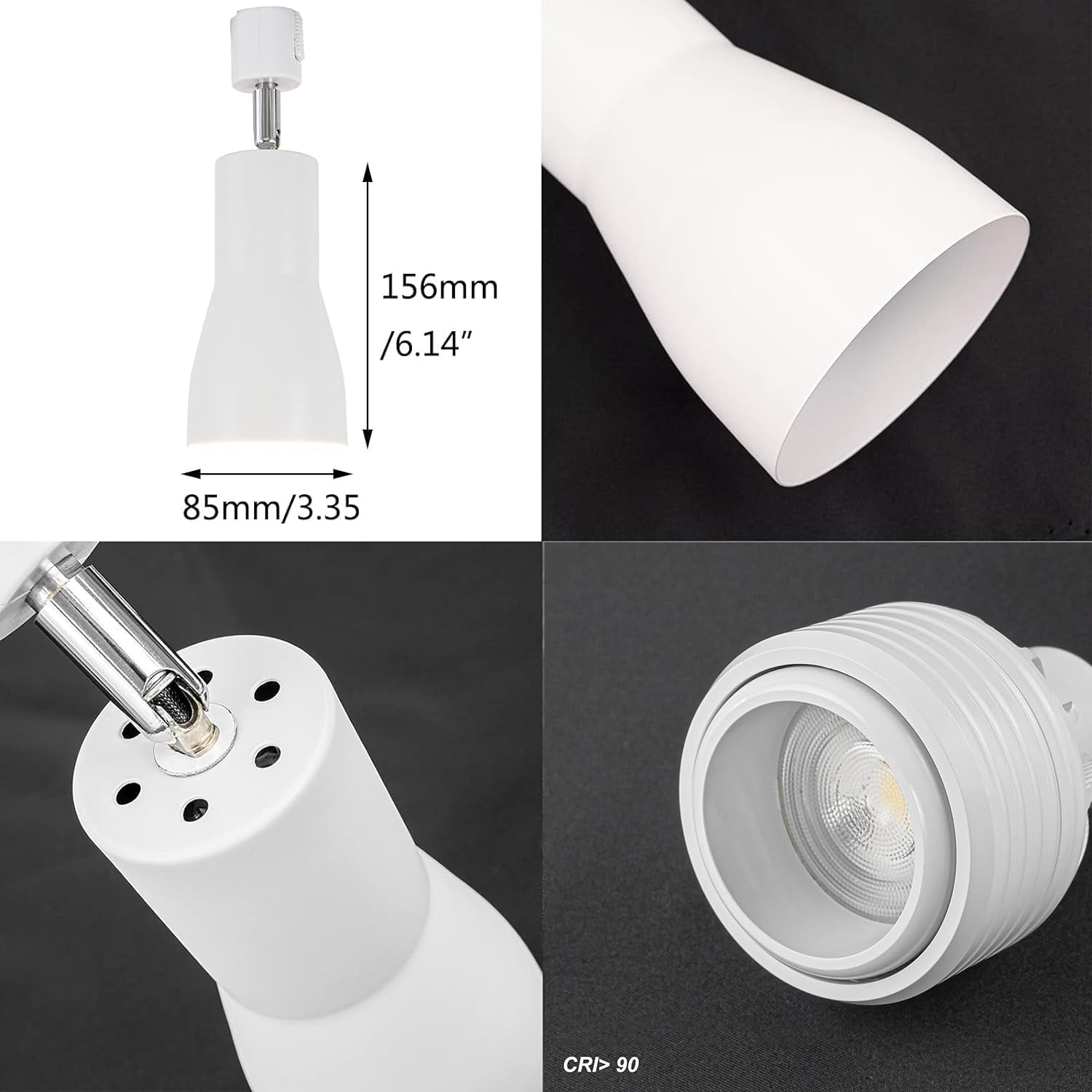 KAYYELAMP Adjusted Angle Rotated Degree H-Type Focusing Lighting Dimmable Remote Track Lamp White Metal Vintage Design for Kitchen Bar Loft Store