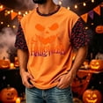 thumbnail image 4 of Halloween Shirt Crewneck Pumpkin Halloween Tees Mens Short Sleeve Halloween Tops Holiday Funny Halloween Shirts for Men, 4 of 5