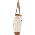 thumbnail image 2 of Rajeriya- White Brown Upcycled Canvas & Leather Handbag 16 inch Height & Cowhide Tote Bag, Canvas Handbags for Women, 2 of 5