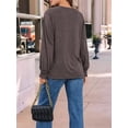 thumbnail image 4 of Blusas de Larga para Mujer, con Cuello Redondo Plisado, Informales, de Negocios, Ropa de Moda. Ceniza de Café XXL, 4 of 6
