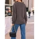 thumbnail image 4 of Blusas de Larga para Mujer, con Cuello Redondo Plisado, Informales, de Negocios, Ropa de Moda. Ceniza de Café M, 4 of 6