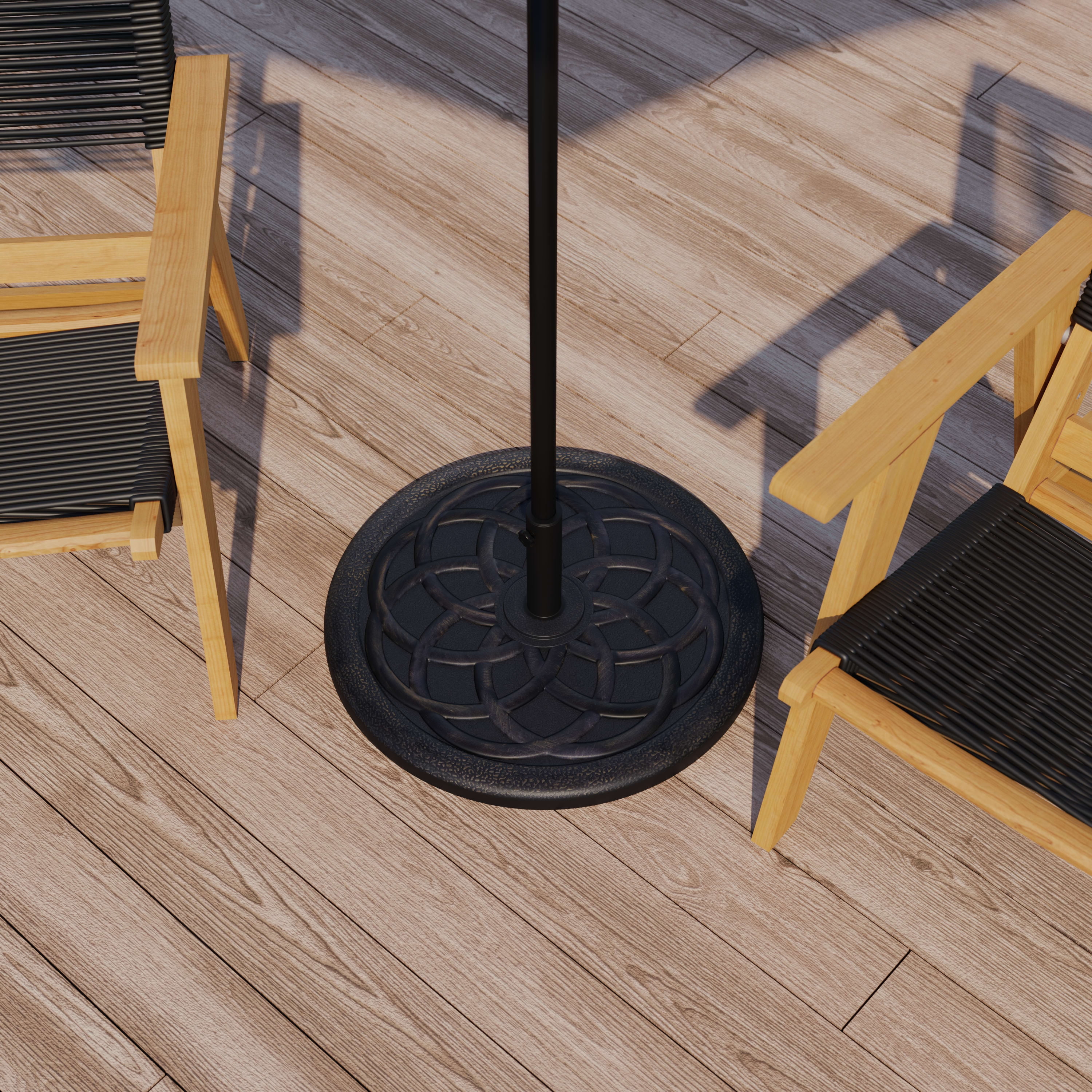 Flash Furniture Kona Universal Bronze Cement Patio Umbrella Base with Weatherproof Plastic Polymer Coating - 19.25" Diameter
