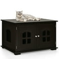 thumbnail image 1 of Gymax Large Wooden Cat Litter Box Enclosure Hidden Cat Washroom w/ Divider Coffee, 1 of 10