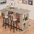 thumbnail image 2 of 63-Inch Bar Table – Grey Wooden Coffee Bar Unit with Storage – Farmhouse Counter Height Pub Table with Metal Footrest – Kitchen, Dining Room, Living Room, Bistro – Modern Home, 2 of 7