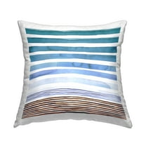 Stupell Industries Blue Sunset Stripes Pattern Square Decorative Printed Throw Pillow, 18 x 18