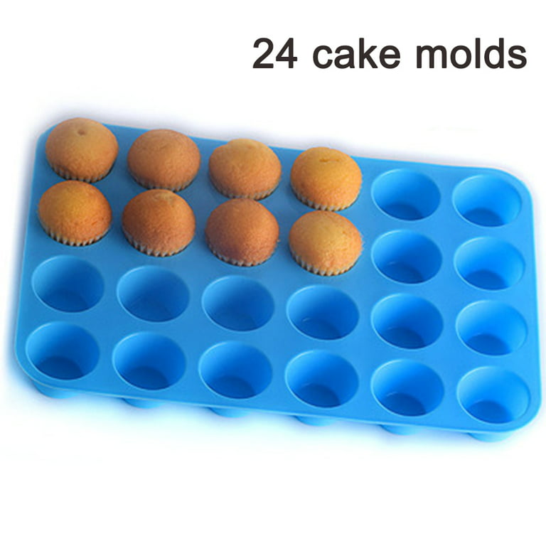 qucoqpe Kitchen Silicone Muffin Pan - Mini 24 Cup Cupcake Pan Silicone  Molds - Mini Muffin Pans Nonstick 24 Muffin Tin - Baking Rubber Tray & Fat  Bomb Baking Cups 