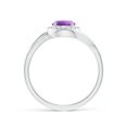 thumbnail image 2 of ANGARA Natural Amethyst Bypass Engagement Ring with Diamond Halo in 14K White Gold for Women (Size-6mm) | February Birthstone, Birthday, Anniversary, Jewelry Gift for Women | Natural Amethyst Ring, 2 of 9