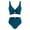 Blue #25, variant on Women's Front Bikini Set – Solid Color Top & High Waisted Bottom, Flattering Swimwear Green M