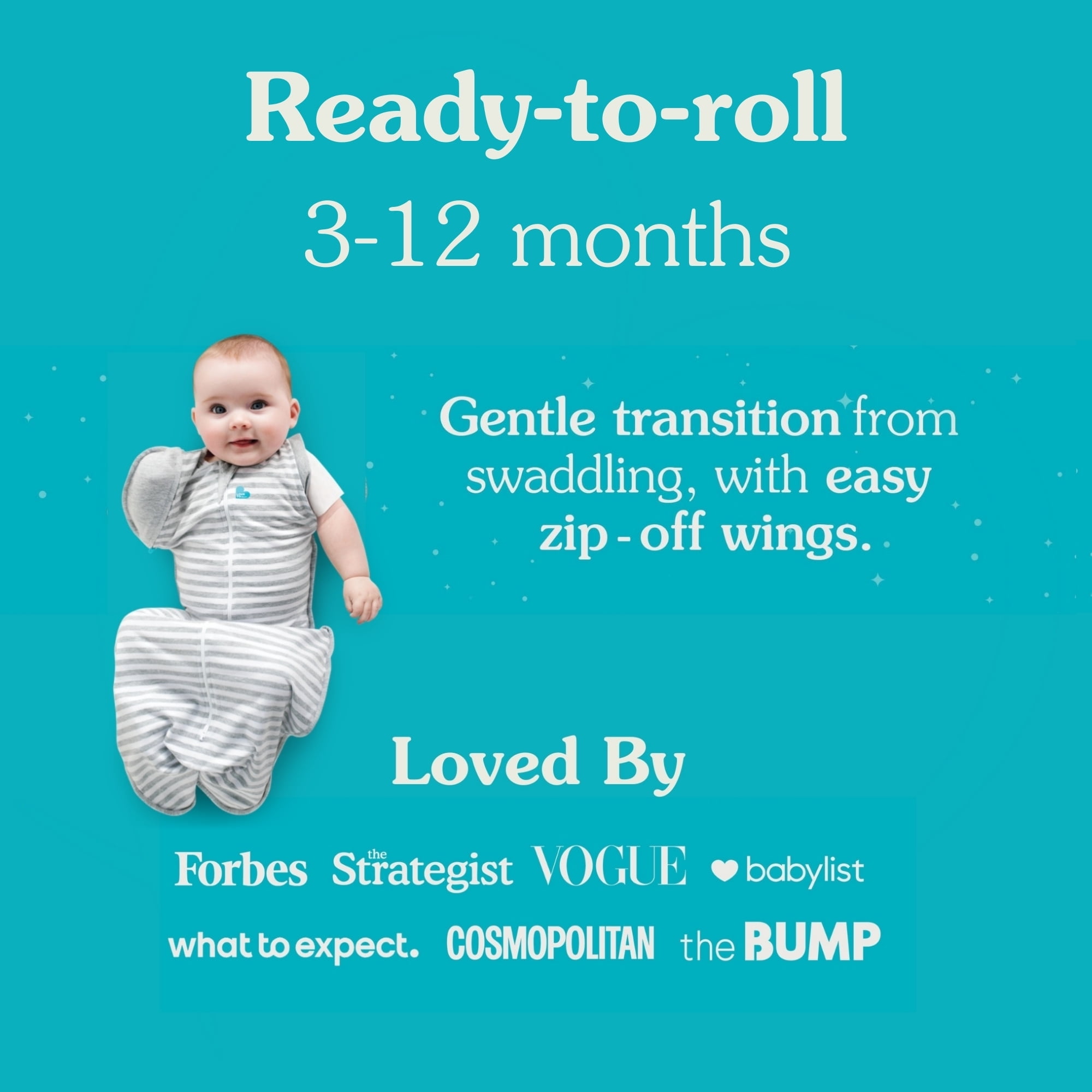 Love to Dream Swaddle UP Transition Baby Sleep Bag Warm 2.5 TOG, Zip-Off Wings, Large 19-24 lbs, Rainbow