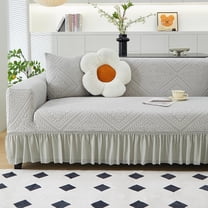 suxuMhao Skirt Style Sofa Cover for Couch, Stretch Sofa Covers Washable, Non Slip Scratch Resistant 2 Seater Couch Cover, Loveseat Size Slipcovers Fit 57-72.83 Inches, Light Gray,1 Piece, Style 4