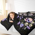 thumbnail image 3 of Homewish Cute Funny Skull Twin Comforter Sets,Dreamy Butterfly Floral Bedding Set,Halloween Duvet,Black Reversible,2-Piece,1 Comforter and 1 Pillowcase, 3 of 7
