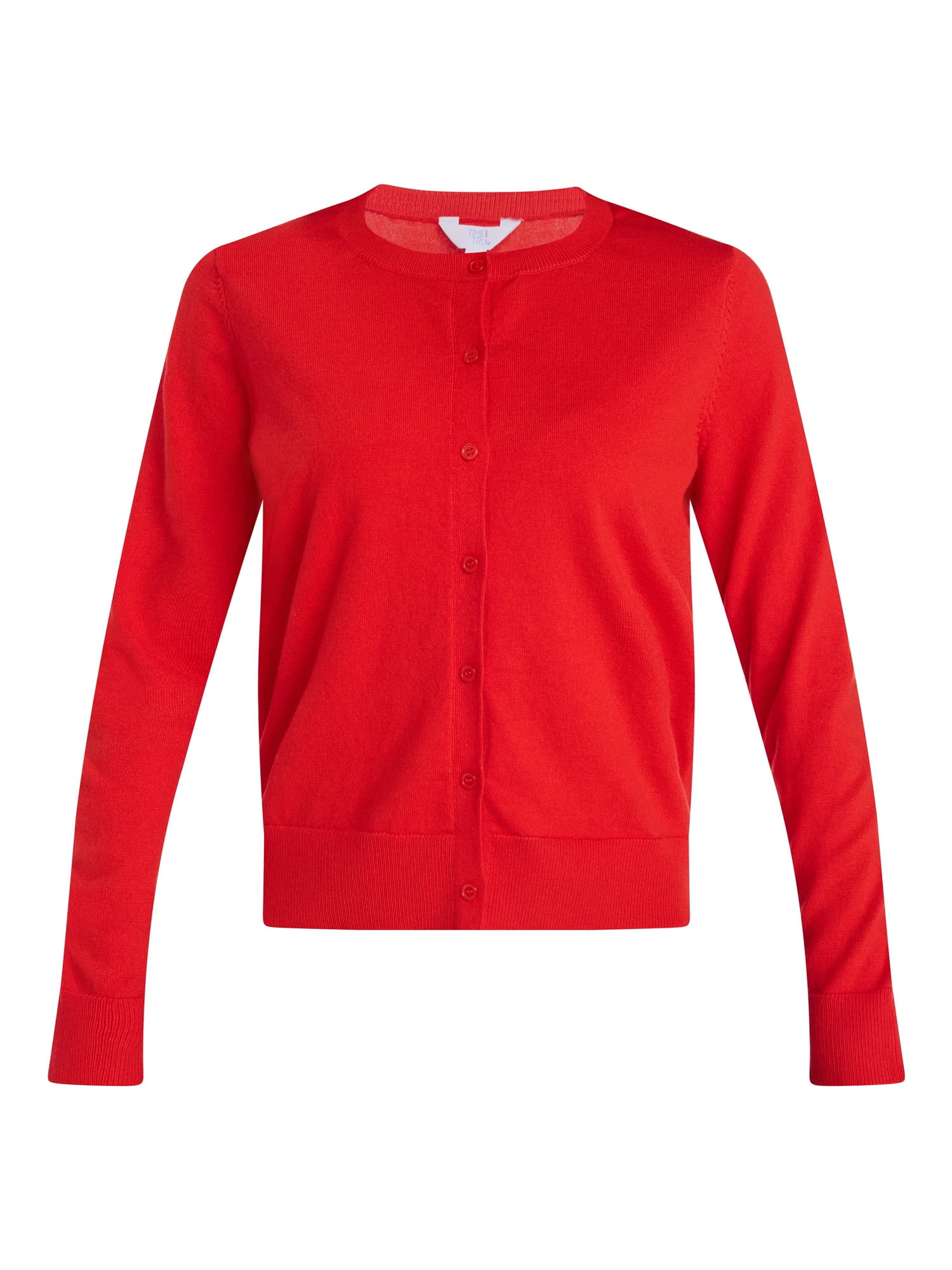 Time and Tru Women's Fine Gauge Cardigan Sweater with Long Sleeves, Lightweight, Sizes XS-XXXL
