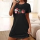 thumbnail image 4 of Camisón corto de talla grande para mujer, camisón de manga corta con estampado de pecho a la moda, camisón para mujer, 4 of 5