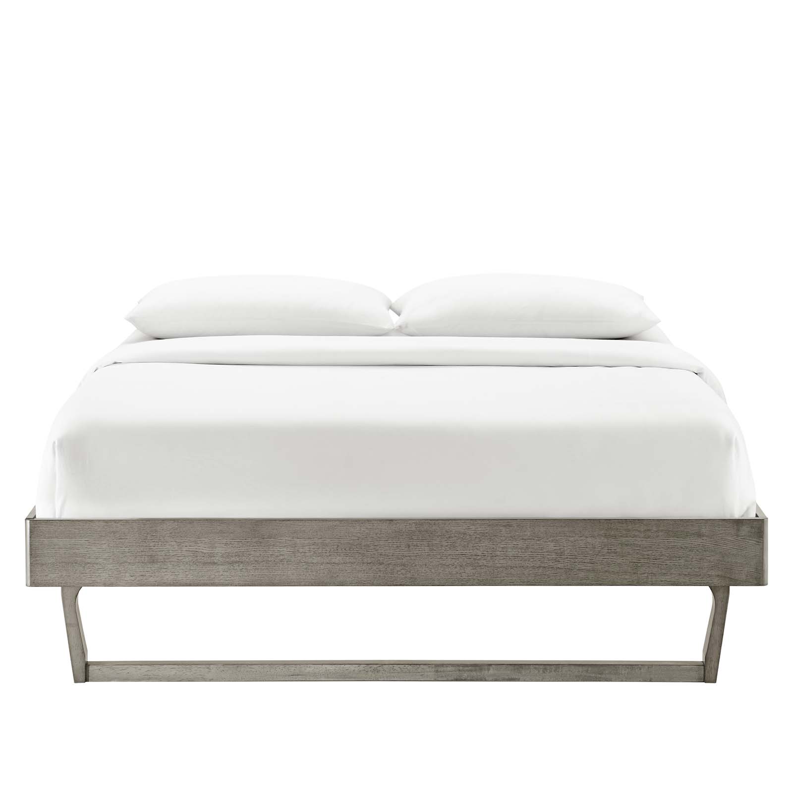 Platform Bed Frame, King Size, Wood, Grey Gray, Modern Contemporary Urban Design, Bedroom Master Guest Suite