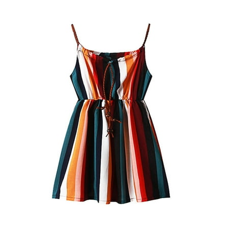 

TAIAOJING Girl s Casual Dress Summer Kids Crew Neck Sleeveless Suspender Sundress Casual Beach Floral Prints Party Cute Dresses 3-4 Years