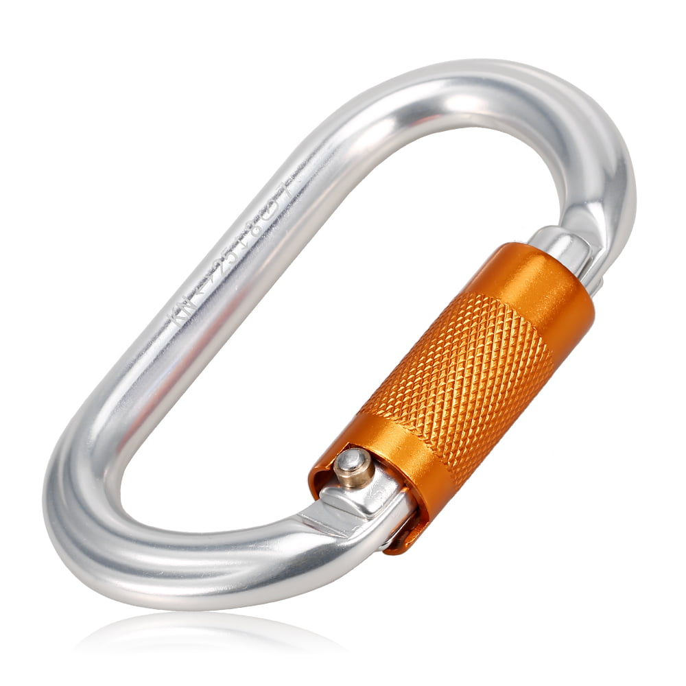 Climbing Rope Outdoor Rappelling Cord 25KN Pull Strength w/ 2 Lock Carabiner US 